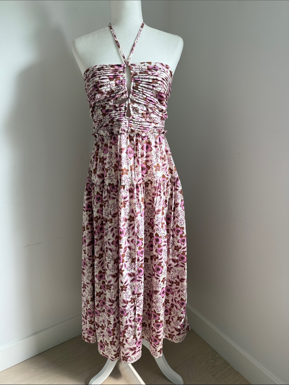 Jason Wu Pink Floral Maxi Dress with Halter Tie
